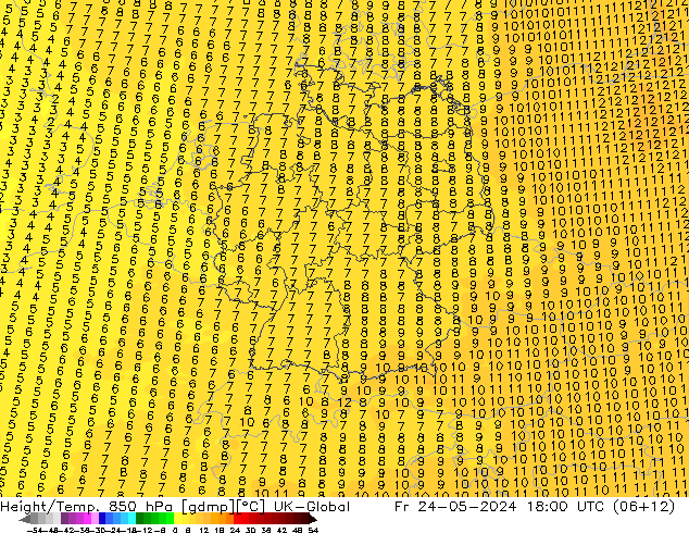 Height/Temp. 850 hPa UK-Global Sex 24.05.2024 18 UTC