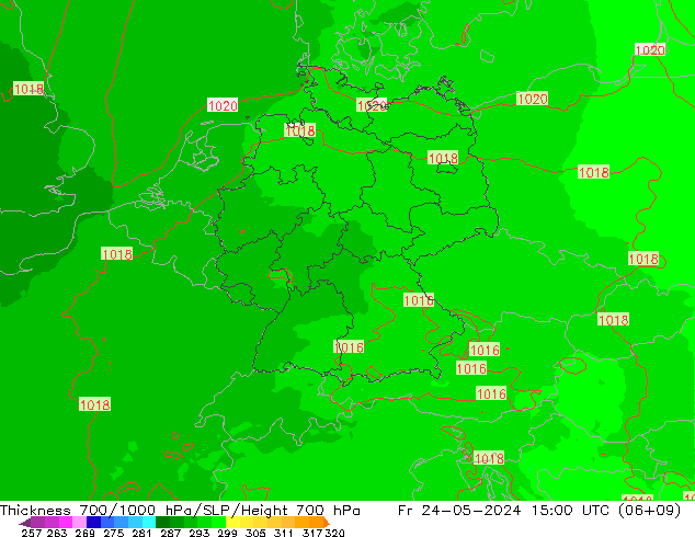 Thck 700-1000 hPa UK-Global Fr 24.05.2024 15 UTC