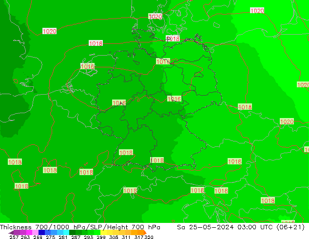 Thck 700-1000 hPa UK-Global Sa 25.05.2024 03 UTC