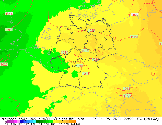 Thck 850-1000 hPa UK-Global Fr 24.05.2024 09 UTC