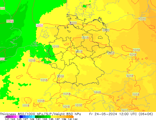Thck 850-1000 hPa UK-Global  24.05.2024 12 UTC