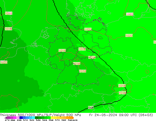 500-1000 hPa Kalınlığı UK-Global Cu 24.05.2024 09 UTC