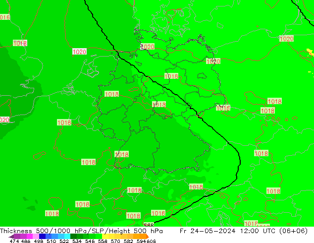 Thck 500-1000hPa UK-Global 星期五 24.05.2024 12 UTC