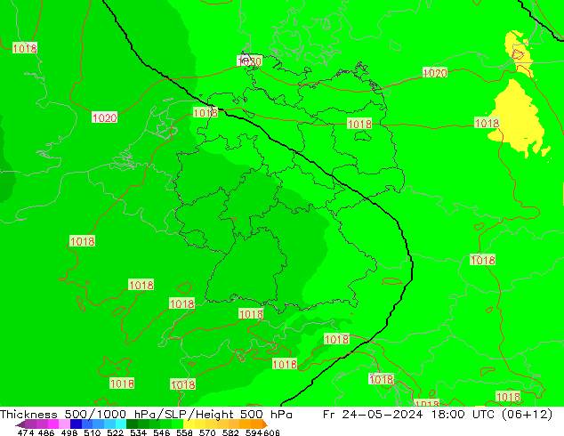 Thck 500-1000hPa UK-Global Fr 24.05.2024 18 UTC