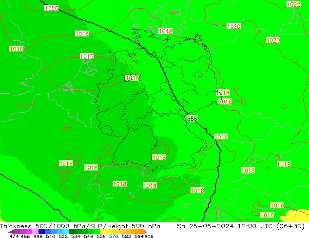 500-1000 hPa Kalınlığı UK-Global Cts 25.05.2024 12 UTC
