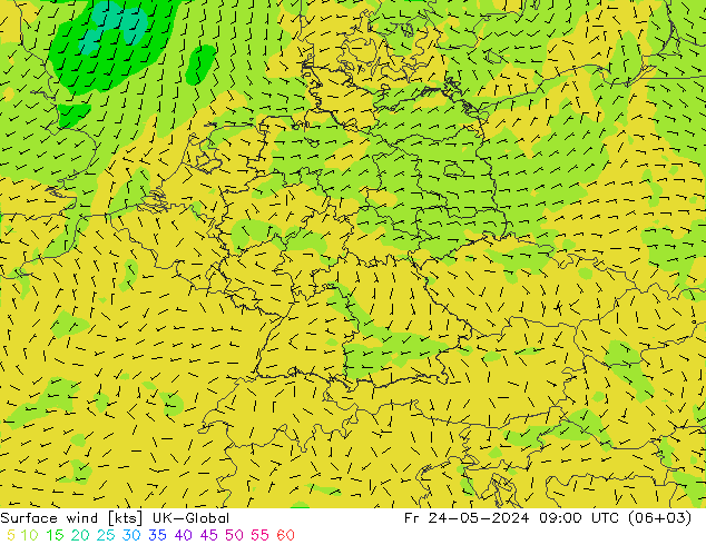 风 10 米 UK-Global 星期五 24.05.2024 09 UTC