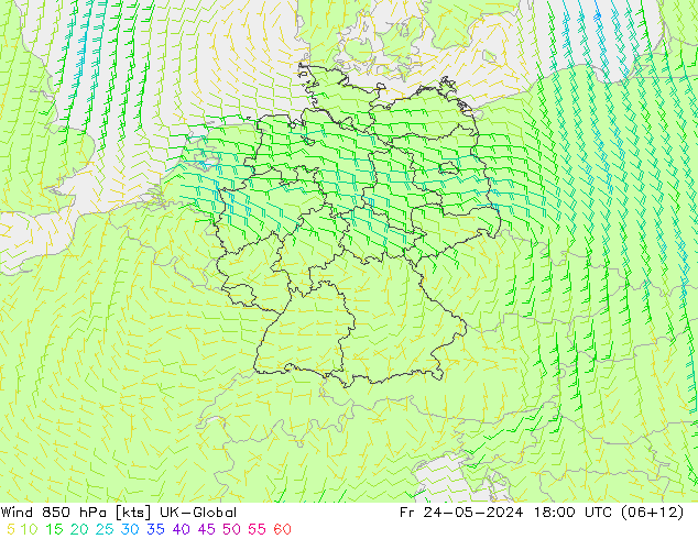 Vento 850 hPa UK-Global ven 24.05.2024 18 UTC