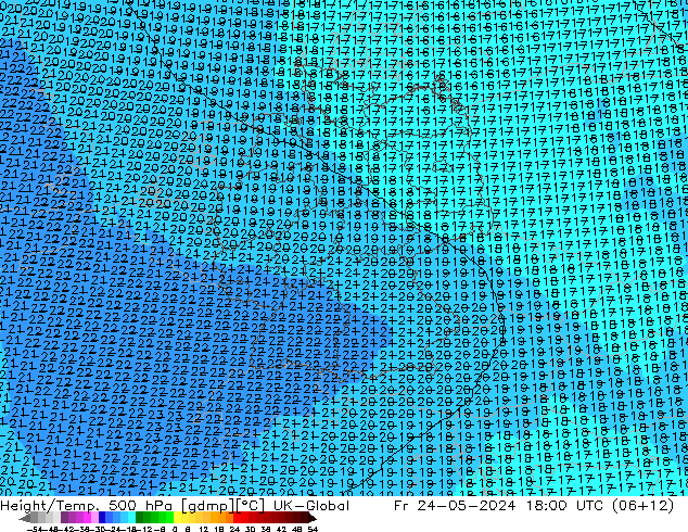 Height/Temp. 500 hPa UK-Global Fr 24.05.2024 18 UTC