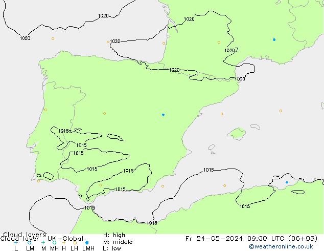 Cloud layer UK-Global пт 24.05.2024 09 UTC