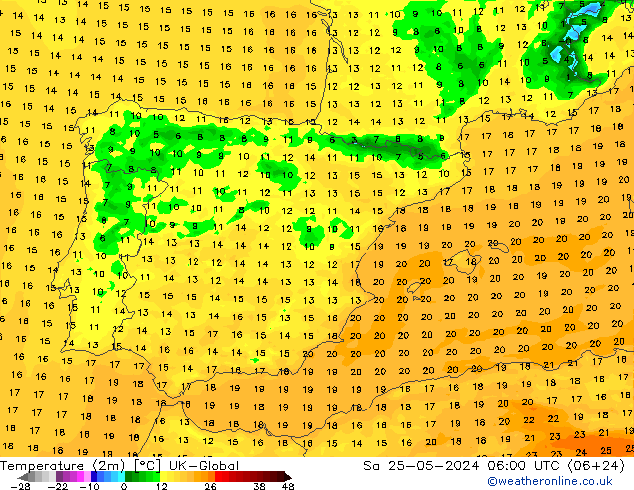 Temperature (2m) UK-Global Sa 25.05.2024 06 UTC