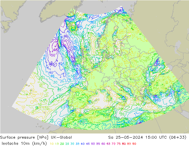 Isotaca (kph) UK-Global sáb 25.05.2024 15 UTC