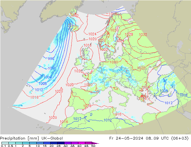 Precipitation UK-Global Fr 24.05.2024 09 UTC