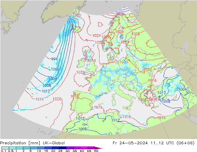 Précipitation UK-Global ven 24.05.2024 12 UTC