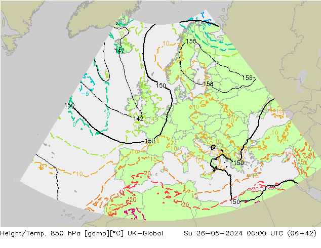 Height/Temp. 850 hPa UK-Global nie. 26.05.2024 00 UTC