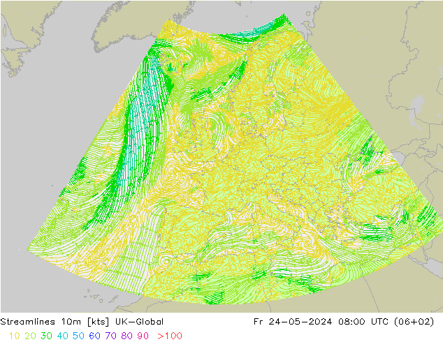 风 10m UK-Global 星期五 24.05.2024 08 UTC