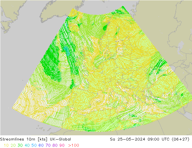 Streamlines 10m UK-Global Sa 25.05.2024 09 UTC