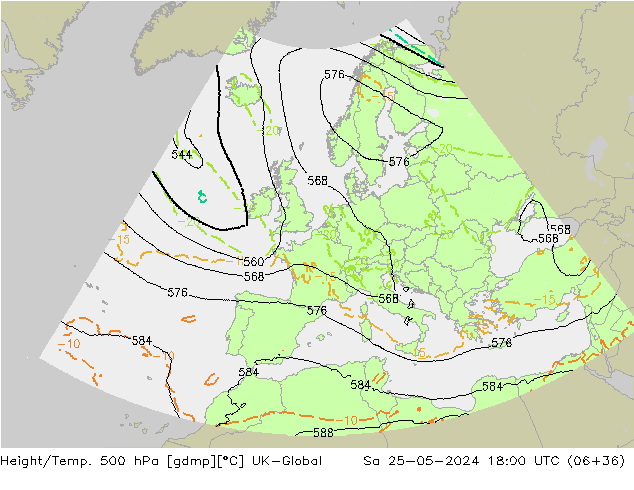 Height/Temp. 500 hPa UK-Global Sa 25.05.2024 18 UTC