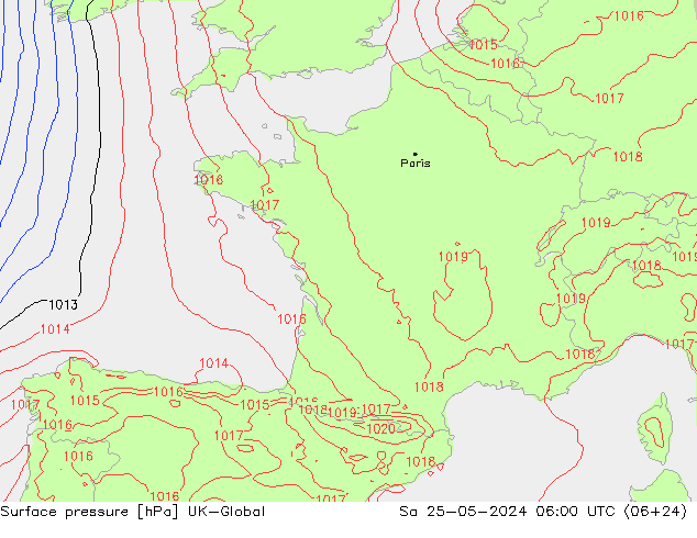 pression de l'air UK-Global sam 25.05.2024 06 UTC