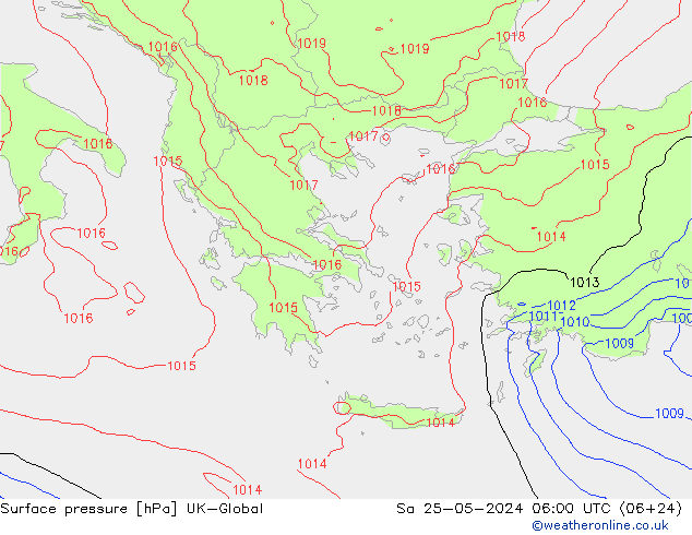 Surface pressure UK-Global Sa 25.05.2024 06 UTC