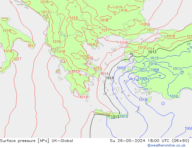 Luchtdruk (Grond) UK-Global zo 26.05.2024 18 UTC