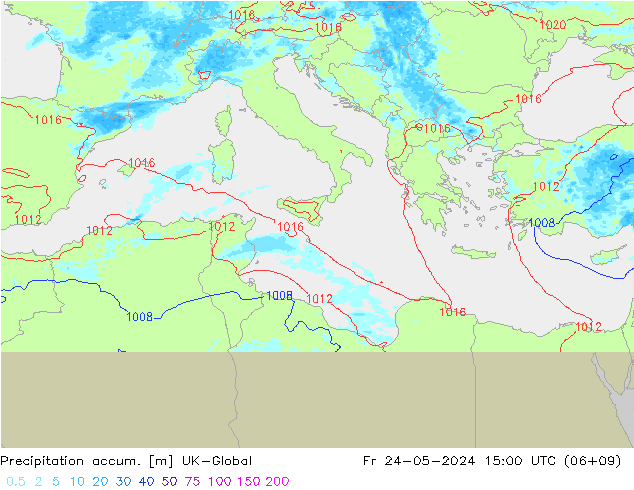 Precipitation accum. UK-Global Fr 24.05.2024 15 UTC