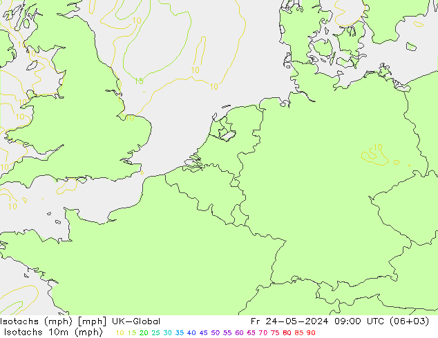 Isotachen (mph) UK-Global vr 24.05.2024 09 UTC