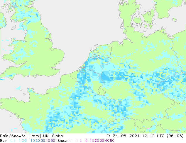 Rain/Snowfall UK-Global ven 24.05.2024 12 UTC