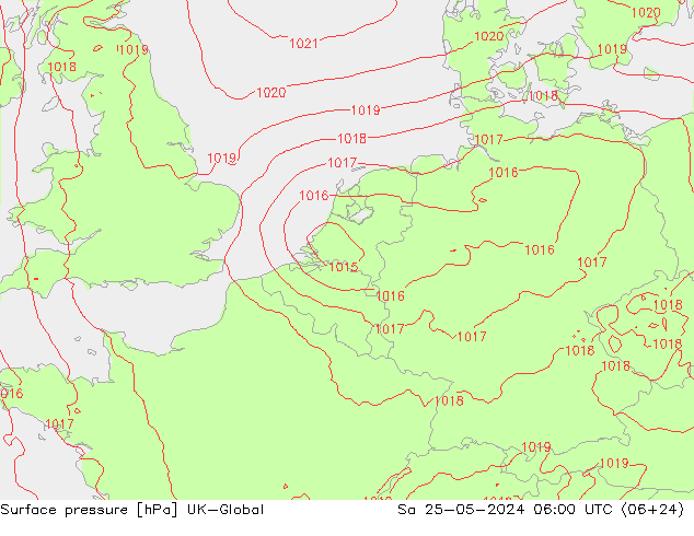 Surface pressure UK-Global Sa 25.05.2024 06 UTC