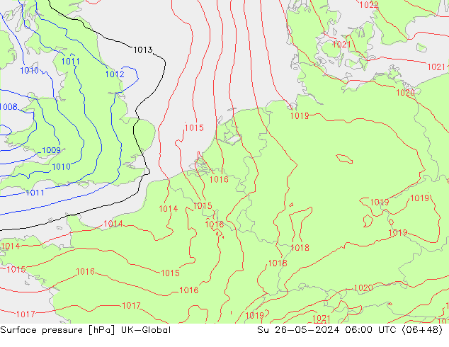 Surface pressure UK-Global Su 26.05.2024 06 UTC