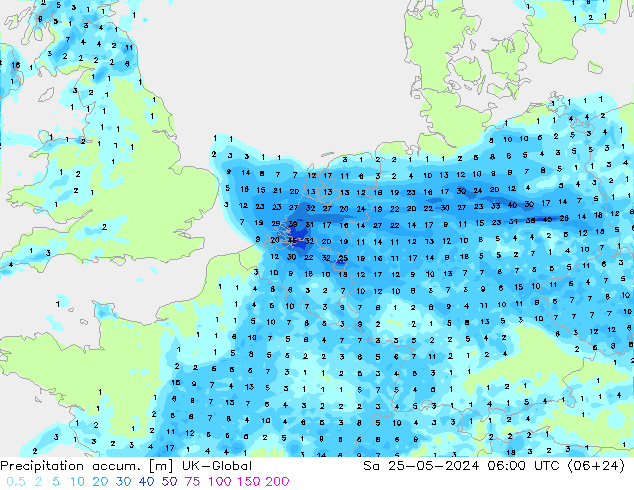 Toplam Yağış UK-Global Cts 25.05.2024 06 UTC