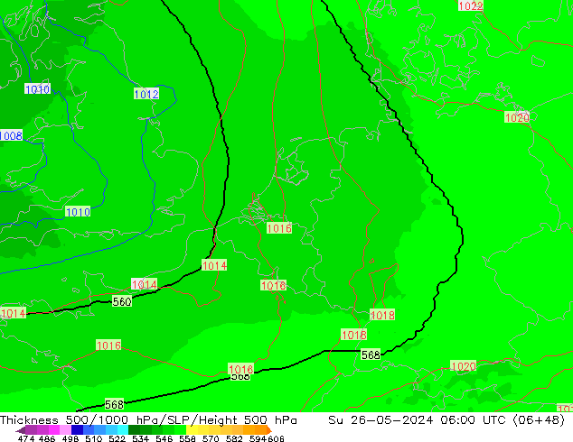 Thck 500-1000hPa UK-Global nie. 26.05.2024 06 UTC