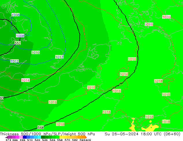 Thck 500-1000hPa UK-Global Dom 26.05.2024 18 UTC