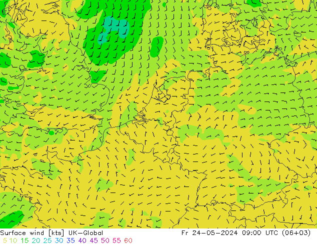 Surface wind UK-Global Pá 24.05.2024 09 UTC