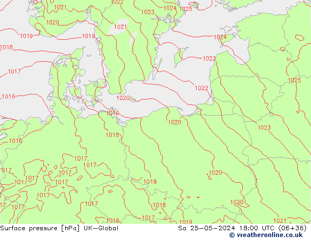 pression de l'air UK-Global sam 25.05.2024 18 UTC