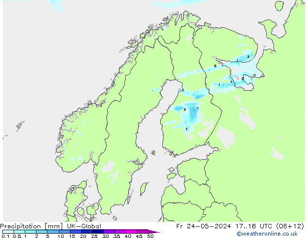 Precipitation UK-Global Fr 24.05.2024 18 UTC