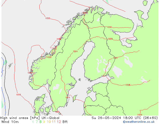 High wind areas UK-Global Dom 26.05.2024 18 UTC