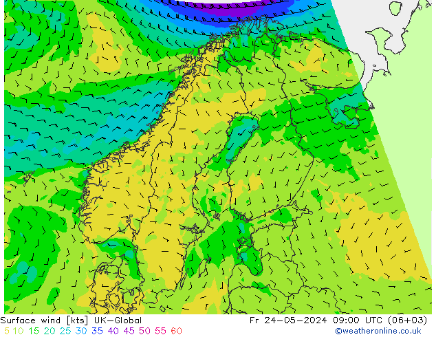 Surface wind UK-Global Pá 24.05.2024 09 UTC