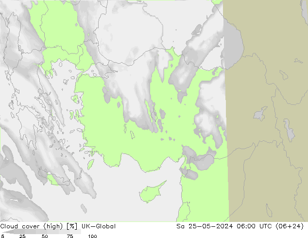zachmurzenie (wysokie) UK-Global so. 25.05.2024 06 UTC