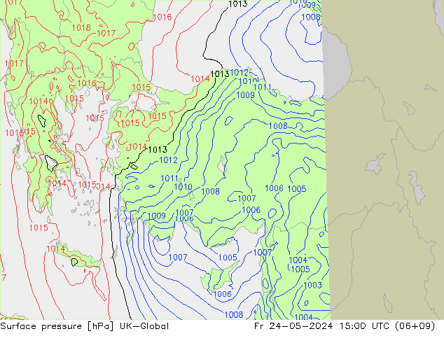 Surface pressure UK-Global Fr 24.05.2024 15 UTC