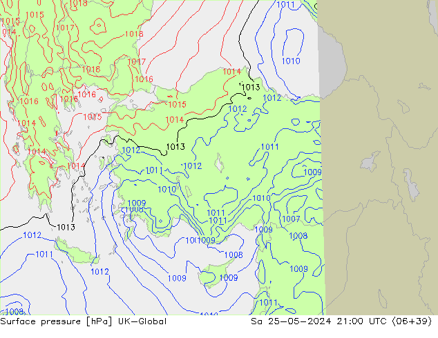 Surface pressure UK-Global Sa 25.05.2024 21 UTC