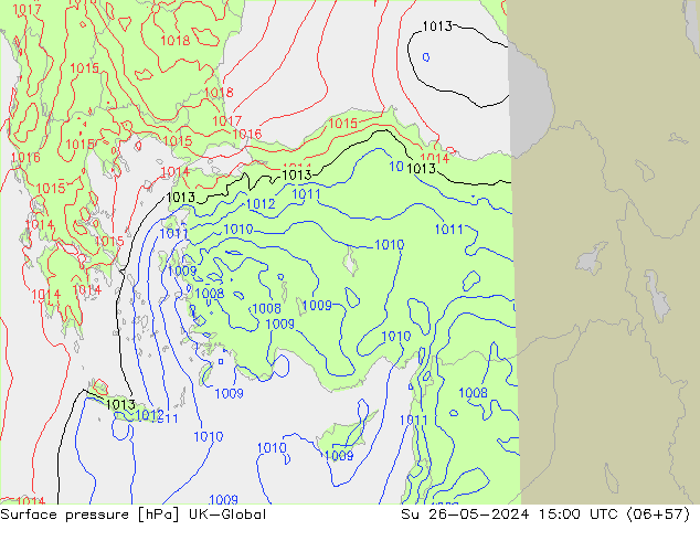 Surface pressure UK-Global Su 26.05.2024 15 UTC