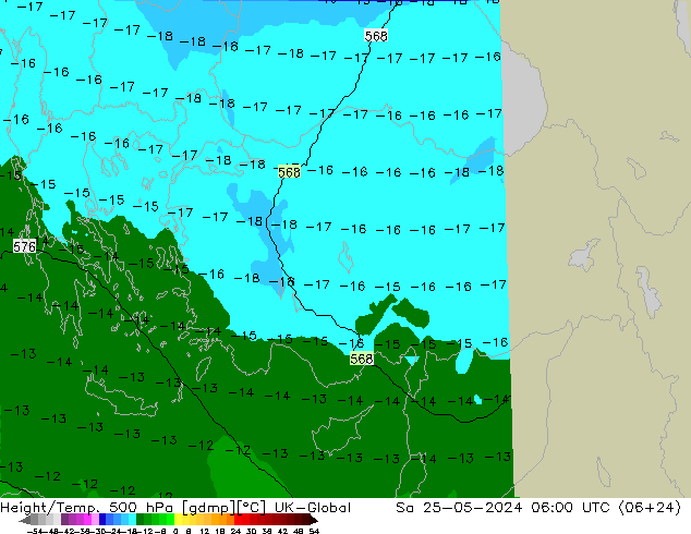 Height/Temp. 500 hPa UK-Global Sa 25.05.2024 06 UTC