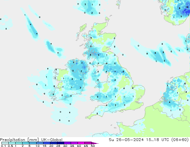 Precipitation UK-Global Su 26.05.2024 18 UTC