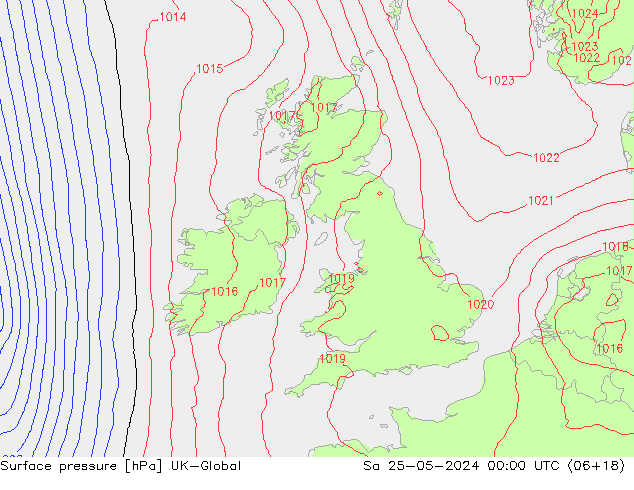 Surface pressure UK-Global Sa 25.05.2024 00 UTC