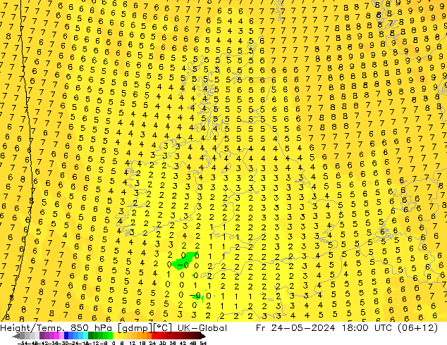 Height/Temp. 850 hPa UK-Global ven 24.05.2024 18 UTC