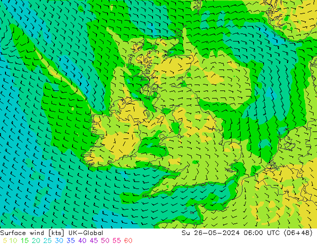 Vent 10 m UK-Global dim 26.05.2024 06 UTC