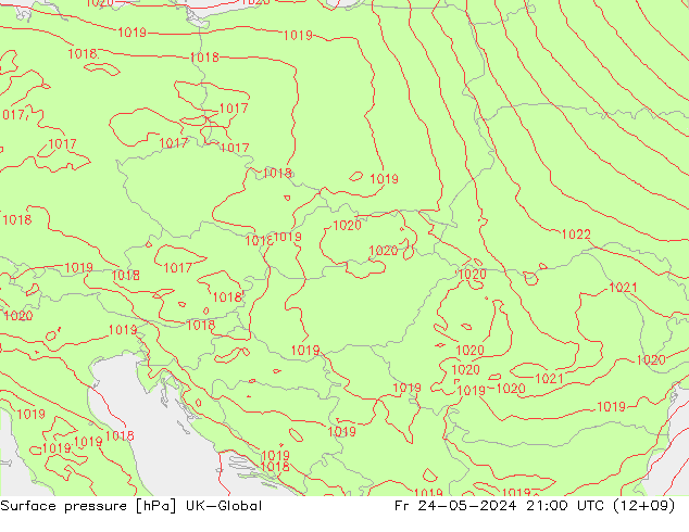 Surface pressure UK-Global Fr 24.05.2024 21 UTC