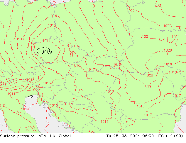 приземное давление UK-Global вт 28.05.2024 06 UTC