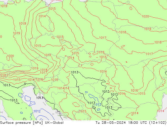 Pressione al suolo UK-Global mar 28.05.2024 18 UTC