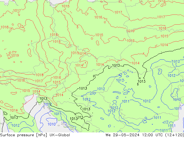 Surface pressure UK-Global We 29.05.2024 12 UTC